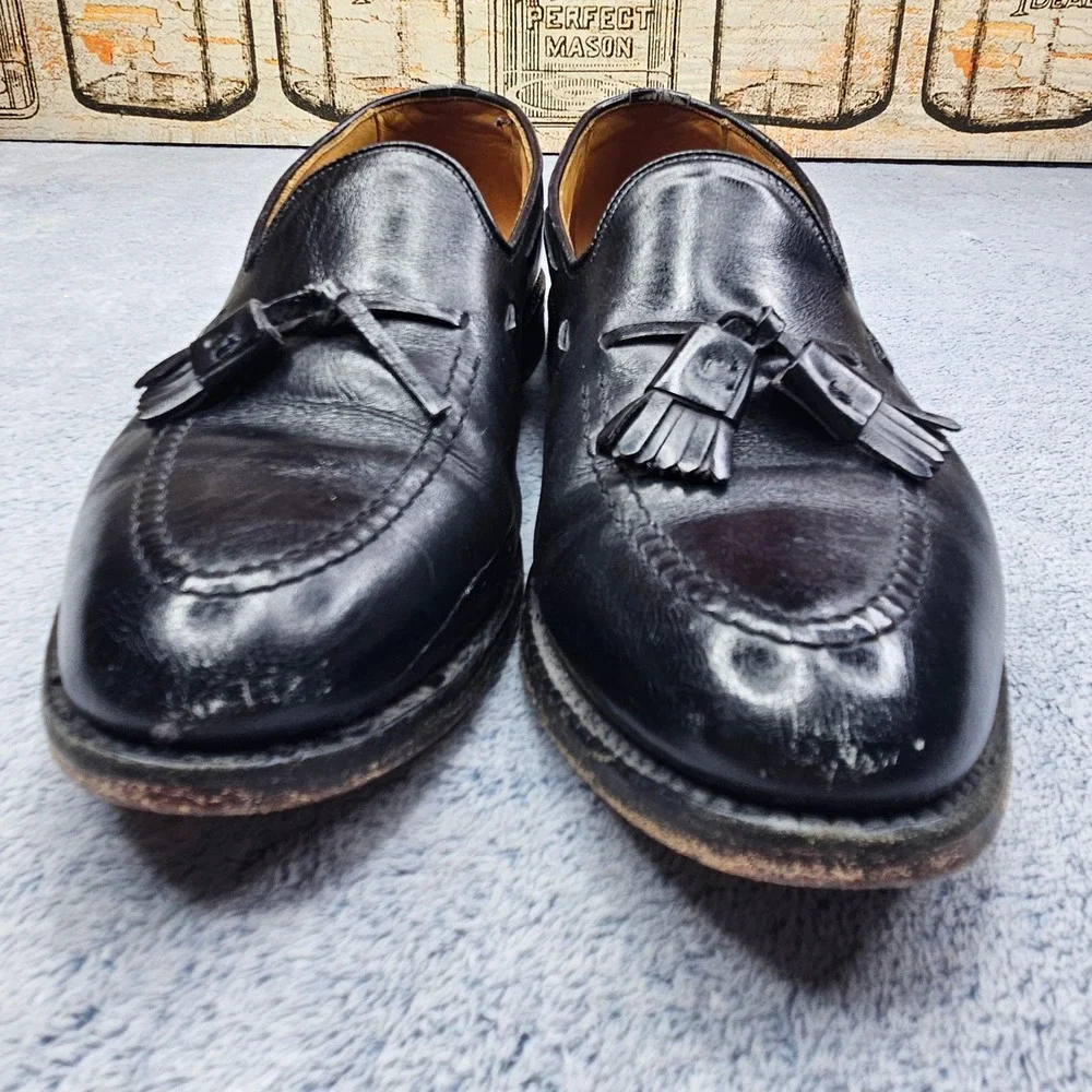 Vintage Allen Edmonds Grayson Calfskin Leather Loafers Mens 7.5D Black Shoes USA